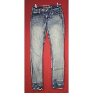 Hydraulic‎ Embellished Pockets Low Rise Wash Denim Skinny Jeans